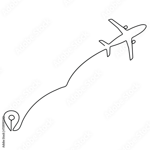 Continuous single line drawing love airplane route romantic vacation travel hearted plane path,
simple outline vector illustration 