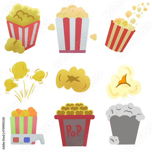 various types of popcorn  pop corn cup  pop corn single icon