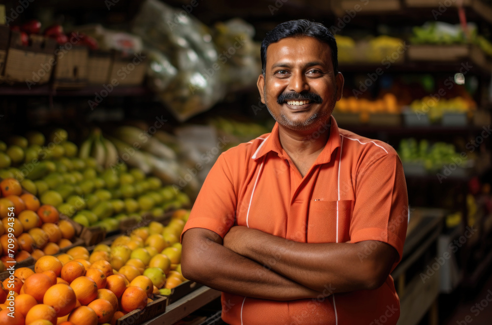 Fototapeta premium fruit store commerce employee concep