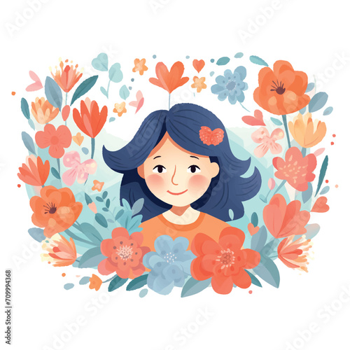 Happy Mother's day card illustration vector flowers frame