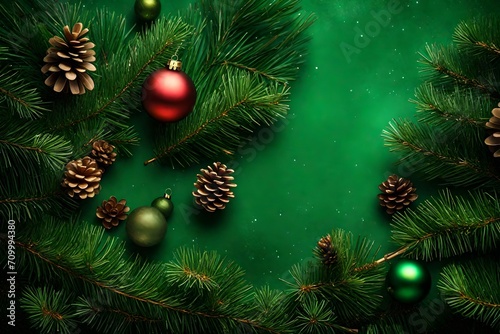 Christmas green background with fir branches 