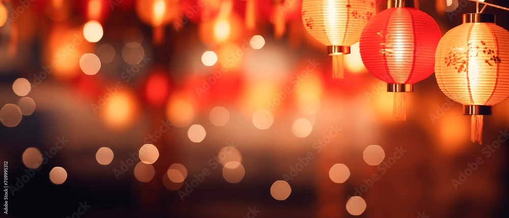 chinese traditional red lantern on blurred background. happy new year 2024 , year of dragon, horizontal background banner with copy space , Lunar new year concept. chinese traditional red lantern on blurred background. happy new year 2024 , year of dragon, horizontal background banner with copy space , Lunar new year concept.
