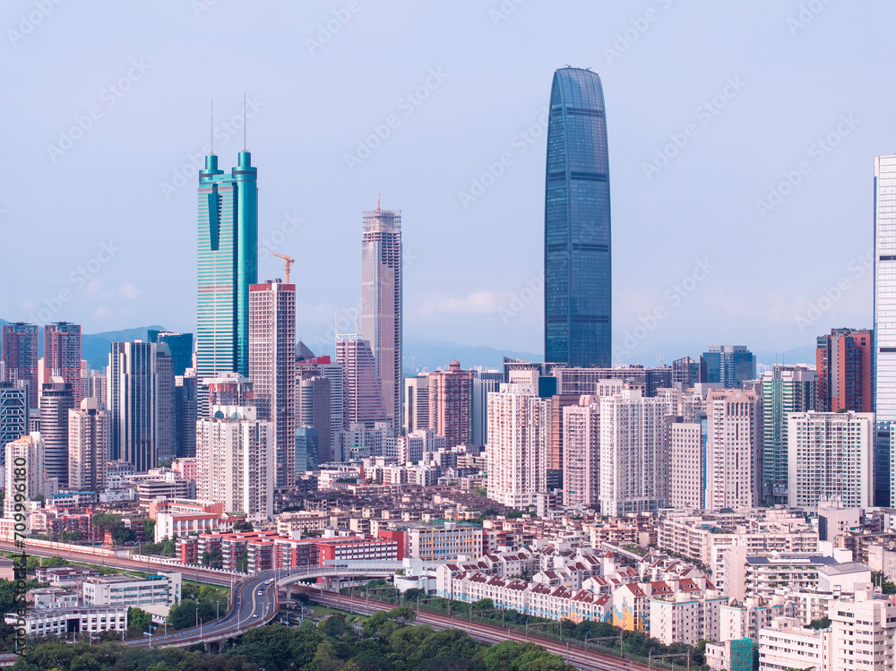 Obraz premium Aerial view of Skyline in Shenzhen city in China