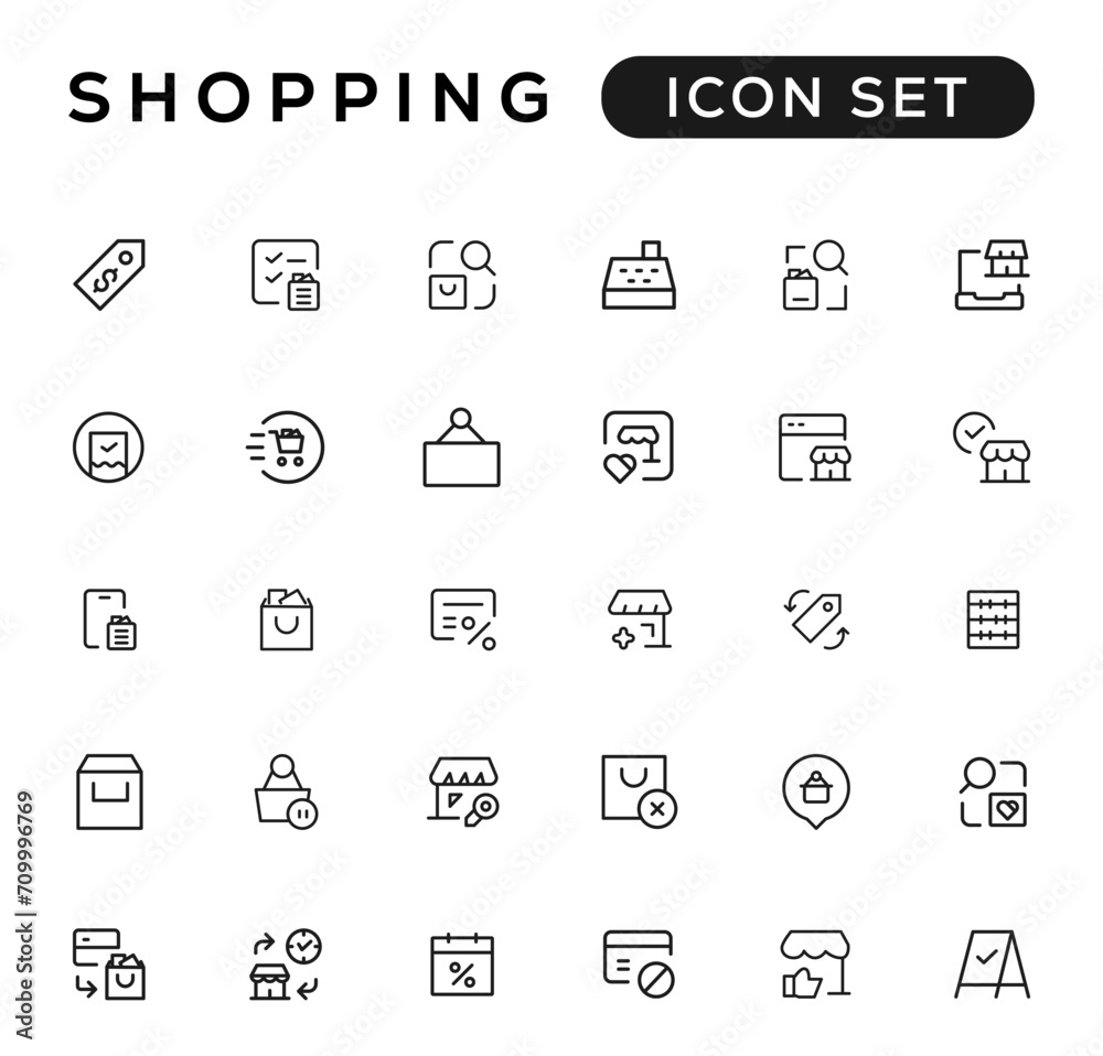 E-commerce, online shopping and delivery elements - minimal thin line web icon set. Outline icons collection. Simple vector illustration.