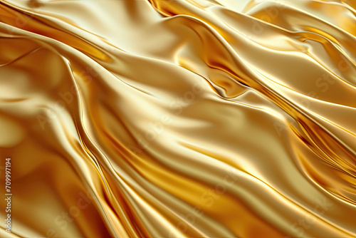 Gold-tone background with fluid waves - luxurious and vibrant textile effect photo