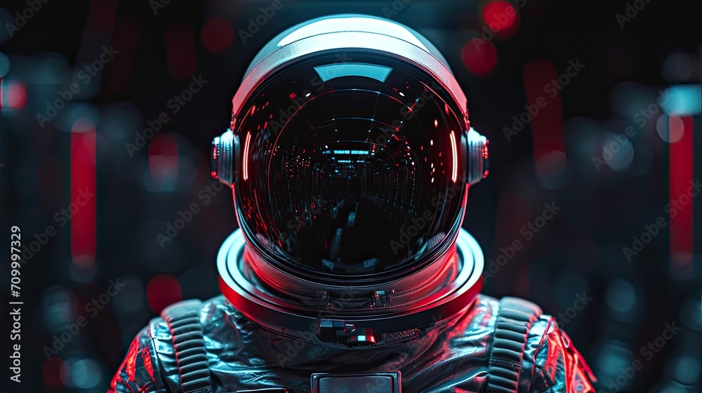 Space suit helmet, closeup.