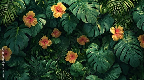 leaves and flowers background