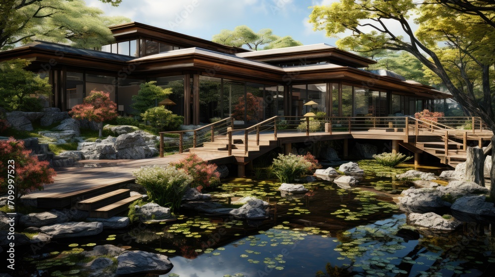 Landscape design with flowers, beautiful residential Landscape design with flowers, beautiful residential