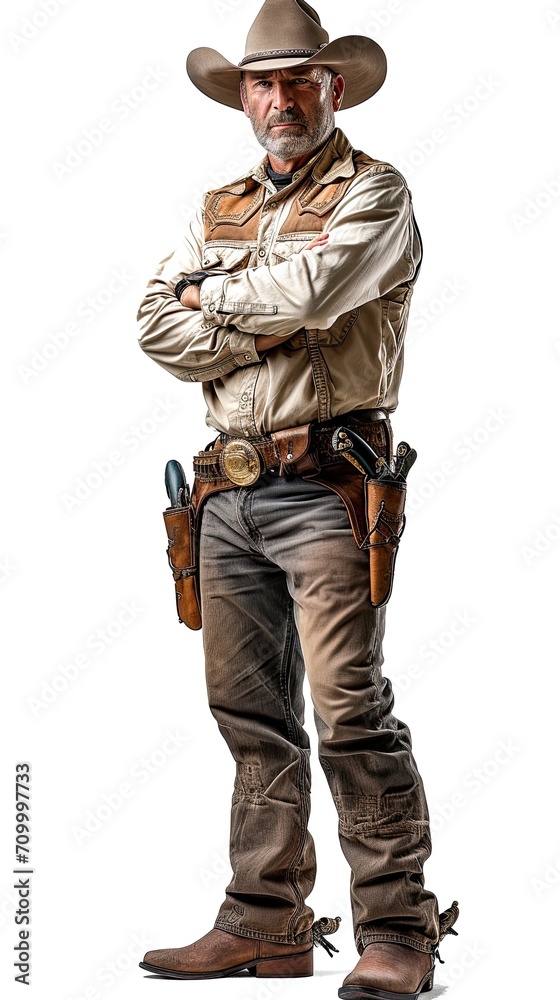 Drawing of a sheriff with his arms crossed, on a white background. Drawing of a sheriff with his arms crossed, on a white background.
