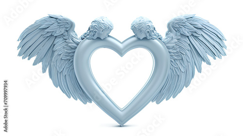 Heart shape Love symbol with angel wing isolated on a white background, Valentine's Day Concept