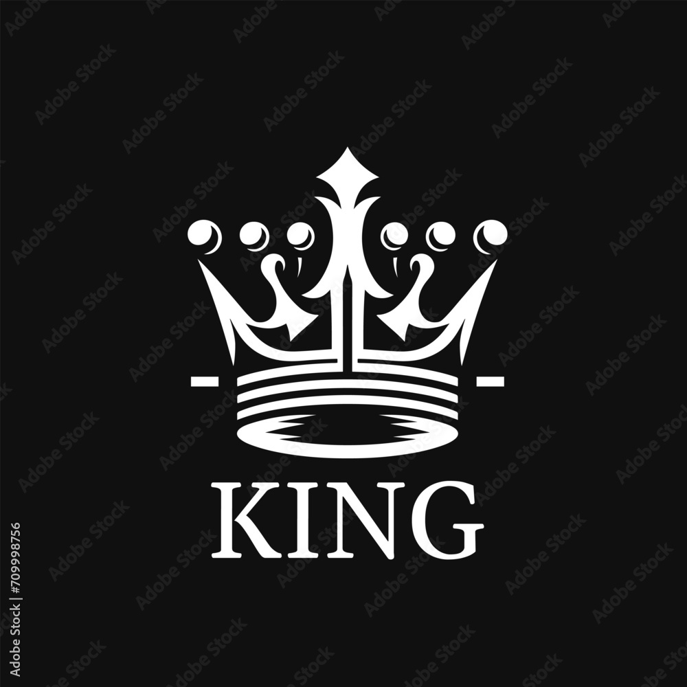 Black and white royal crown lion king logo template, perfect for creating a regal emblem or sign symbol. Stunning vector illustration.