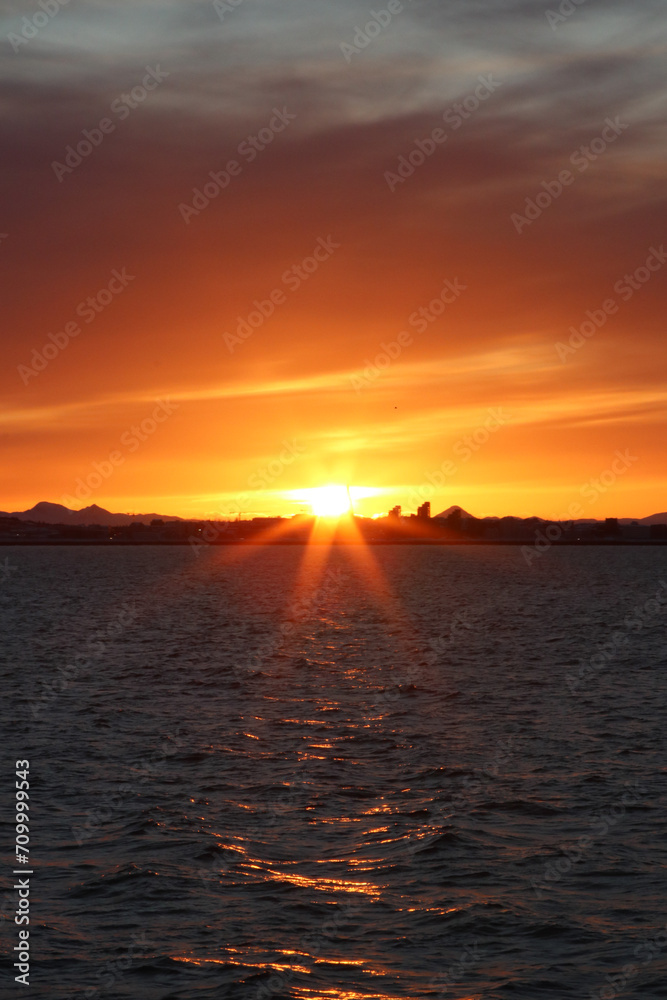 Naklejka premium sunset over Reykjavik