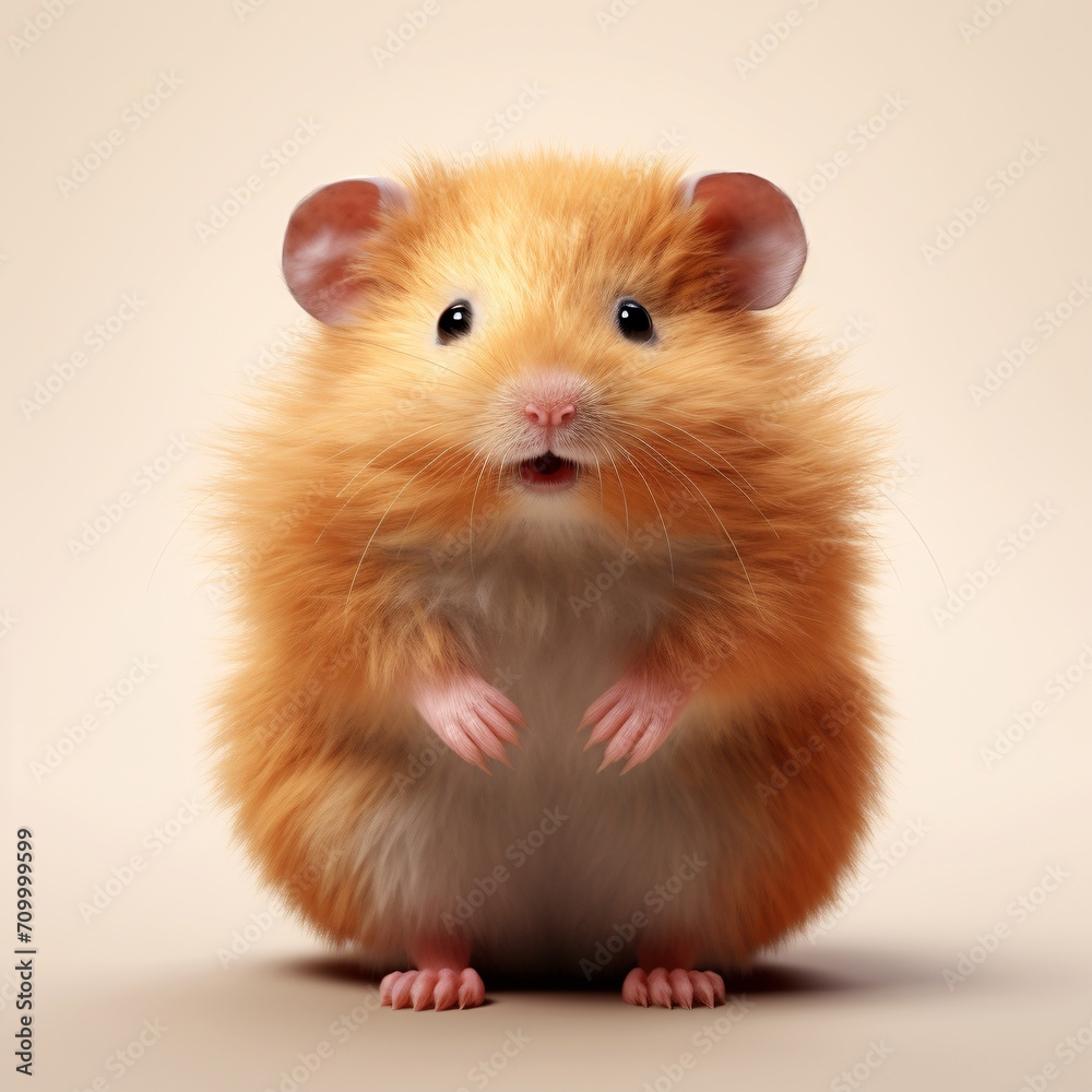 a tiny brown hamster on a white background