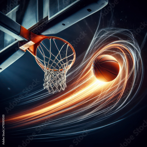 Ball in basketball hoop. ai generative © Ольга Лукьяненко