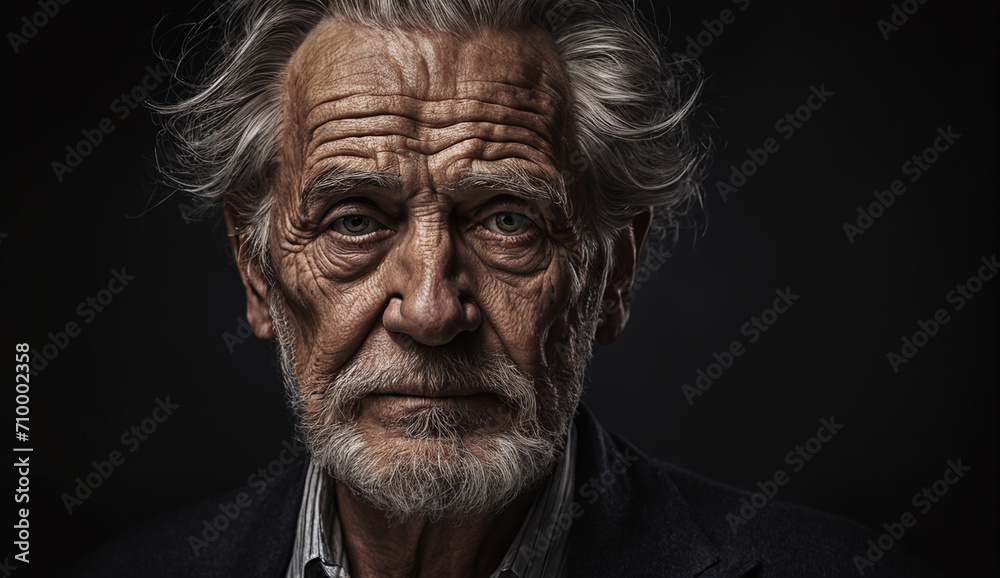 poor homeless man portrait, man with a sad look