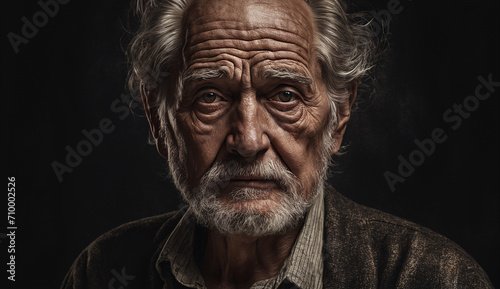 poor homeless man portrait, man with a sad look 