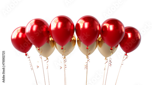  Red golden foil balloons isolated on a white background   Valentine s Day Concept