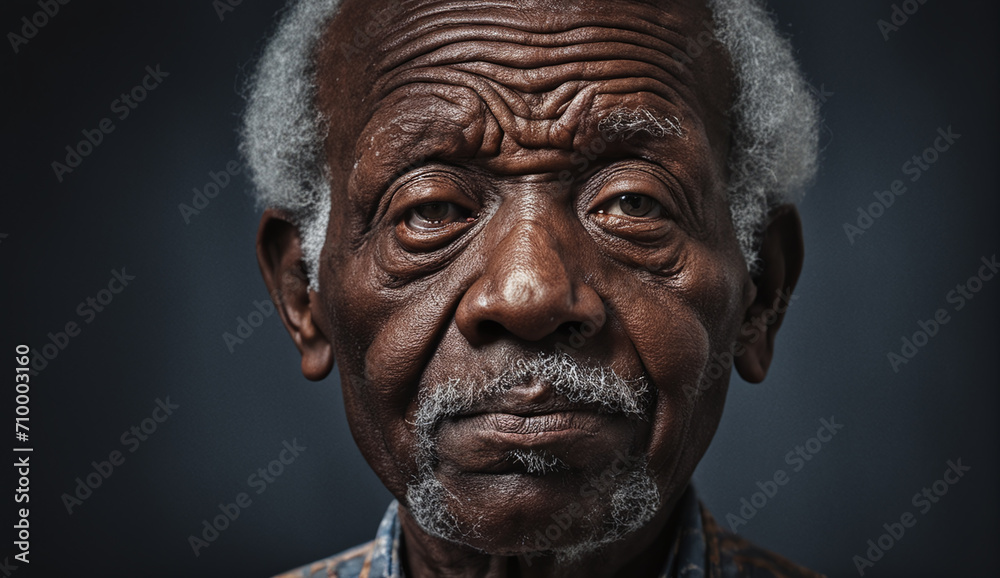 portrait of a senior old black african american man close-up , elderly man, grandpa portrait