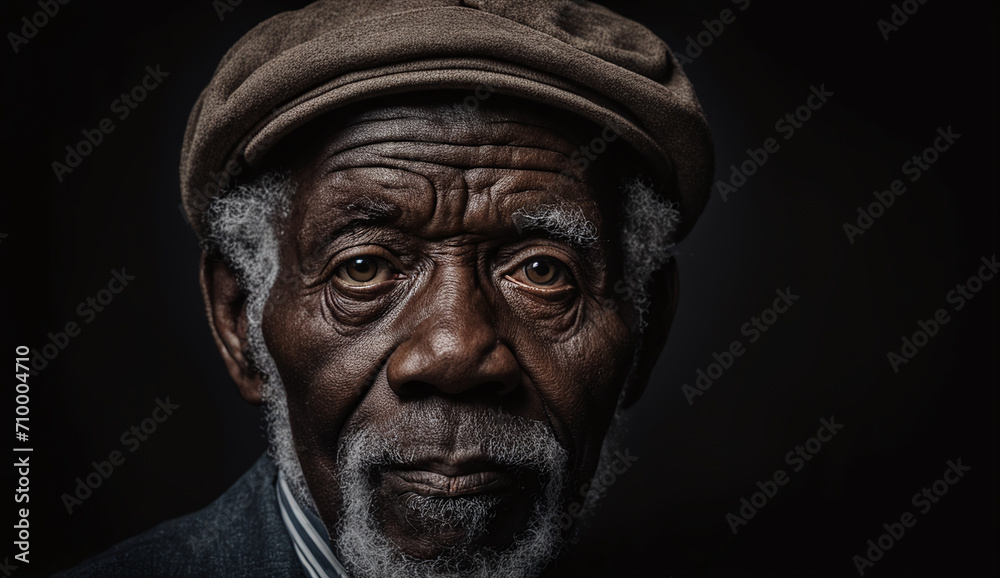portrait of a senior old black african american man close-up , elderly man, grandpa portrait