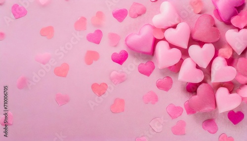 there are many pink hearts scattered on a pink background