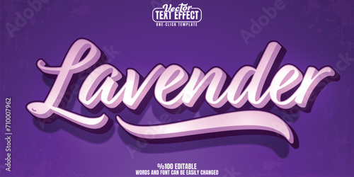 Flower editable text effect, customizable lavender and lilac 3D font style