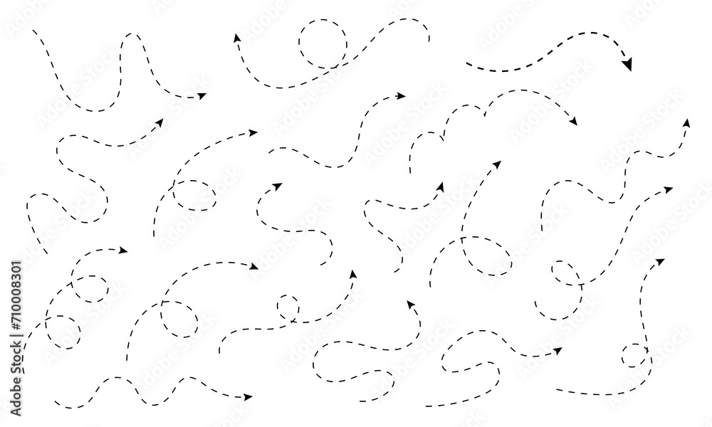 Pure dot style hand drawn doodle arrows set. Vector illustration. - obrazy, fototapety, plakaty 