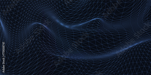 Digital technology futuristic internet network connection dark black background, blue abstract cyber information communication, Ai big data science, innovation future tech, line illustration vector 3d