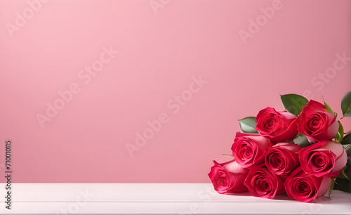 Valentine's Day Rose, simple background, blank, banner. Generative AI