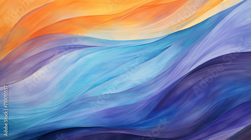 Closeup of abstract rough purple  blue  orange art painting waves curves  with oil brushstroke  pallet knife painting in lines  texture