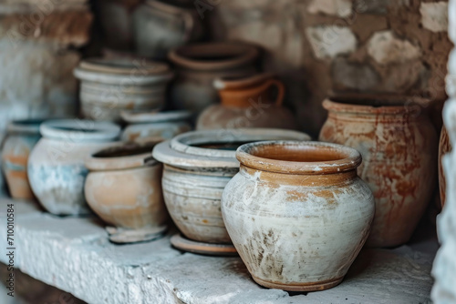 clay pots in the market