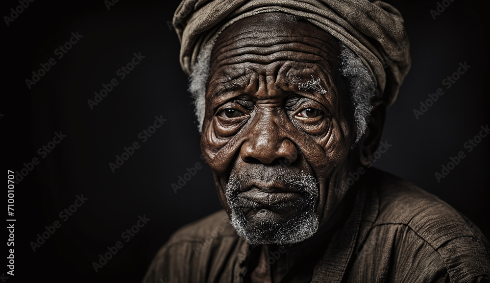 poor homeless man portrait, man with a sad look	