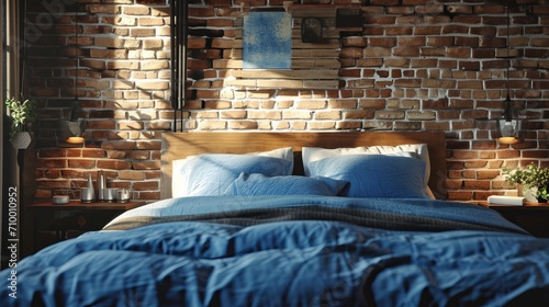 Rustic Reverie, A Cozy Haven Where Dreams Meet the Charm of Brick and Comfort of the Bed © mattegg