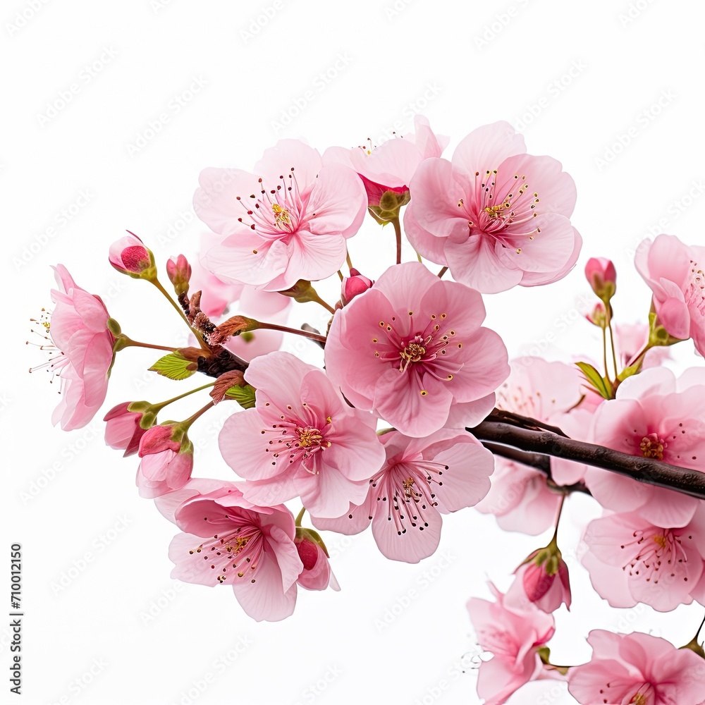 beautiful scenery of pink flowers on white background