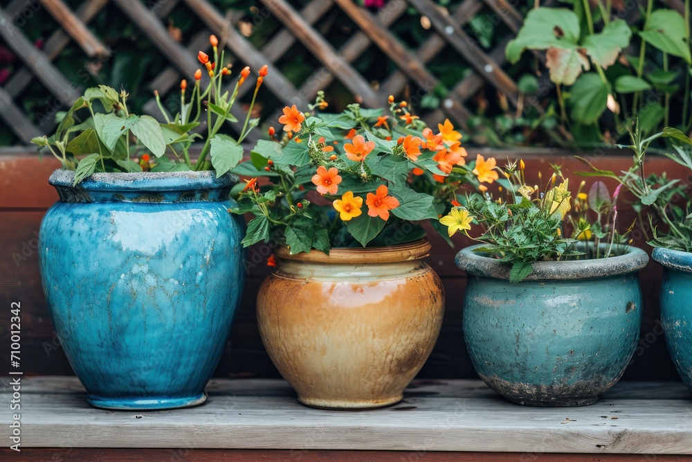 rustic flower in a pot, concept of gardening, growing new plants rustic flower in a pot, concept of gardening, growing new plants