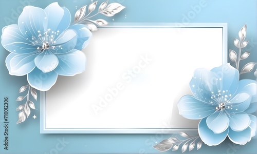 Blue flowers on blue background. Greeting card for Valentine s Day  birthday  wedding  anniversary or Mother s Day 