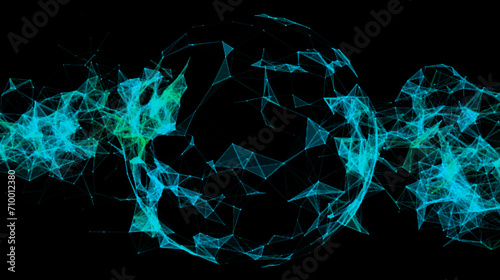 Abstract green sphere with connecting dots and lines. Network concept. Wireframe technology sphere. Big data visualization. Vector illustration.