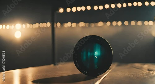 camera lens on the table. Generative AI