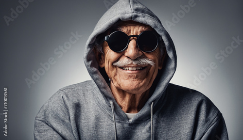 funny grandpa portrait, portrait of a senior old man close-up, grandfather portrait