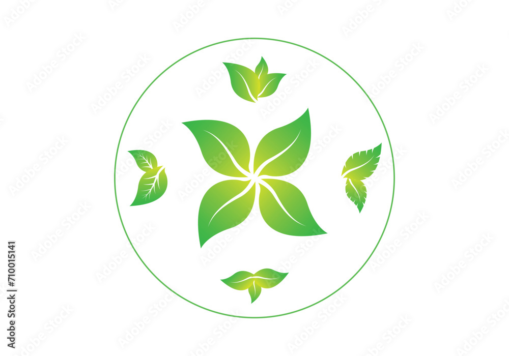 green leaf vector ecological design element with links