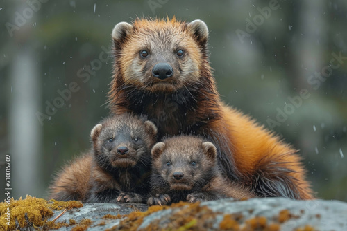 The dynamics of a wolverine family at their den photo