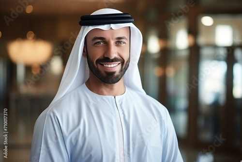 Portrait of a Smiling Man in Traditional Emirati Attire