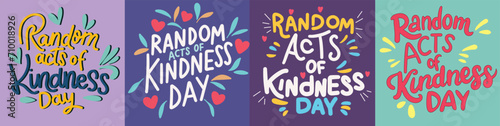 Collection of text banners Random acts of Kindness Day. Handwriting Holiday banners set Rare Disease Day. Hand drawn vector art.