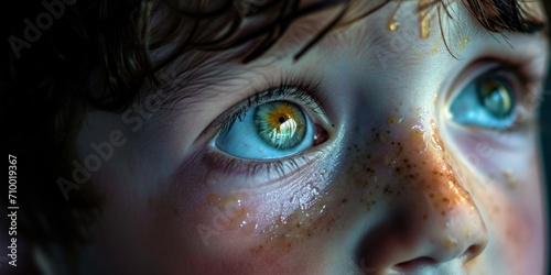 sad crying child close-up portrait Generative AI