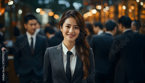 portrait of a beautiful smiling asian businesswoman boss. Generative AI