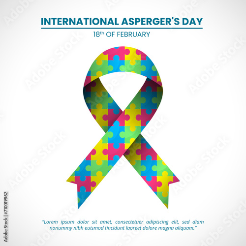 Square International Asperger's Day background with a puzzle ribbon