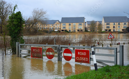 Flooding river Ouse causing bridge and road to be shut off. photo