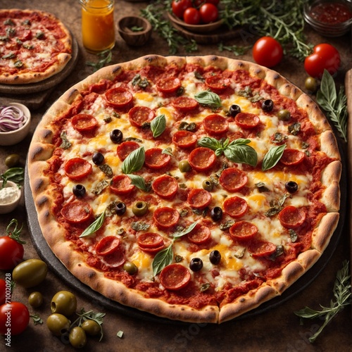 Fresh Homemade Italian Pizza. AI generated.
