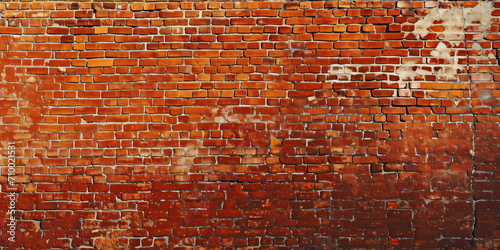 Old red brick wall,  red stones banner 