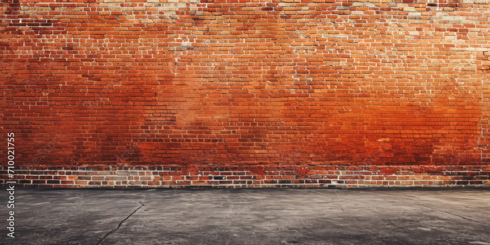 Old red brick wall,  red stones banner 