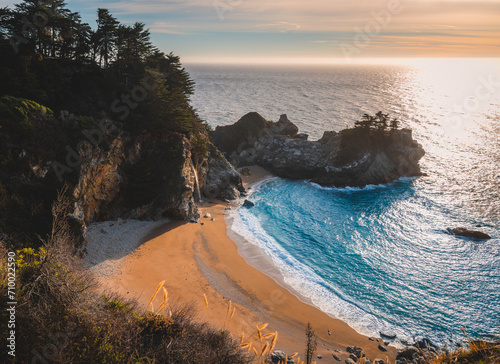 Obraz na płótnie Mcway Falls Sunset California w salonie
